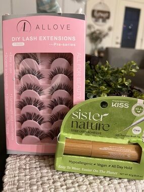 ALLLOVE DIY Pink Lash Extensions + KISS Sister Nature Clear Lash Adhesive